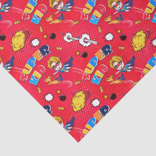 niedlich gekacheltes Superheldenmuster Seidenpapier (Ausschnitt)