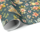 Niedlich gekacheltes Tee-Party Geschenkpapier (Rolleneckpunkt)