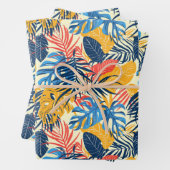 Niedlich gekacheltes Tropenblattmuster Party Wrapp Geschenkpapier Set (Beispiel)