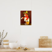 niedlich gekleideter Welpenpaperboy Poster (Küche)