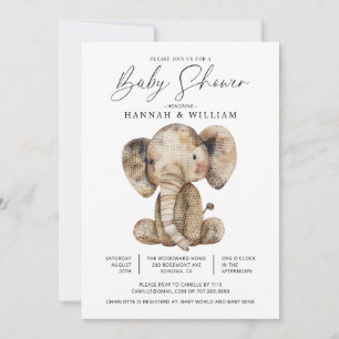 Niedlich geknetete Safari Elephant Babydusche Einladung