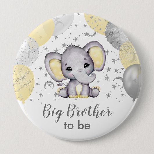 Niedlich-Gelb-Big-Brother-Elefant-Balloons Button (Vorderseite)