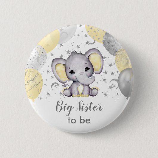 Niedlich-Gelb-Big-Sister-Elephant-Balloons-Taste Button (Vorderseite)