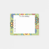 Niedlich, gelb, blau, floral Post it Notes Post-it Klebezettel (Vorderseite)