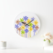 Niedlich-gelb-braune, einfache Blume zeichnend Große Wanduhr (Zuhause)