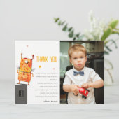 Niedlich Gelb ein Mit Augen Monster Kinder Foto Ge Dankeskarte (Stehend Vorderseite)