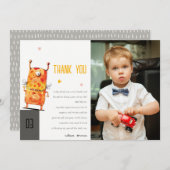 Niedlich Gelb ein Mit Augen Monster Kinder Foto Ge Dankeskarte (Vorne/Hinten)