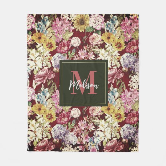 Niedlich-gelb-elegant mit Monogramm Fleecedecke (Vorderseite)