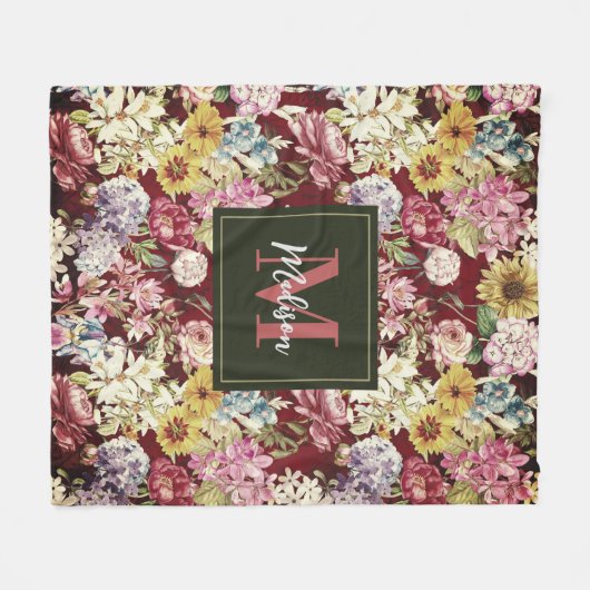 Niedlich-gelb-elegant mit Monogramm Fleecedecke (Vorderseite (Horizontal))