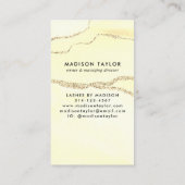 Niedlich-Gelb-Gold-Glitzer-Marmoragate-Monogramm Visitenkarte (Rückseite)