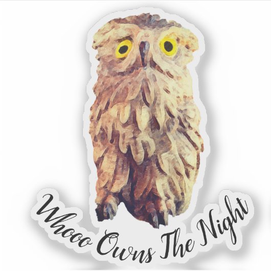 Niedlich-Gelb-Mit Augen Farbe Owl Benutzerdefinier Aufkleber (Vorderseite)