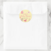 Niedlich-gelb-rosa-bläserne Butterblume Kinderdusc Runder Aufkleber (Tasche)