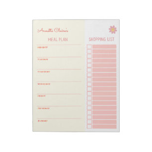 Niedlich-Gelb-Rosa-Mehlplaner und Einkaufsliste Notizblock