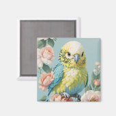 Niedlich Gelb und Blau Budgie Parakeet Bird Magnet (Vorderseite/Rückseite)