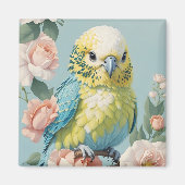 Niedlich Gelb und Blau Budgie Parakeet Bird Magnet (Vorne)