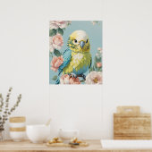 Niedlich Gelb und Blau Budgie Parakeet Bird Poster (Küche)