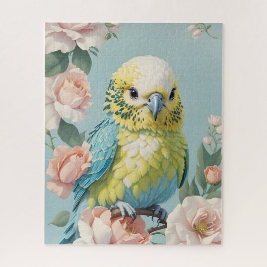 Niedlich Gelb und Blau Budgie Parakeet Bird Puzzle (Vertikal)