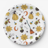 Niedlich-Gelb- und Grünes-Boo-Halloween Pappteller (Vorderseite)