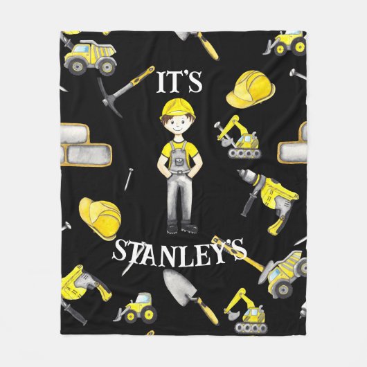 Niedlich-Gelbbauwagen-Dump Fleece Blankon (Vorderseite)