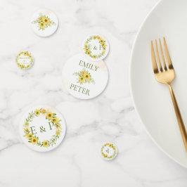 Niedlich-Gelbblütenblütenrunde Hochzeitsfeier Konfetti