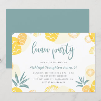 Niedlich Gelbe Ananas Luau Geburtstagsparty Einladung