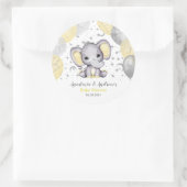 Niedlich-Gelbe Babydusche Elephant Balloons Runder Aufkleber (Tasche)