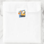 Niedlich-Gelbe Baggermaschine Quadratischer Aufkleber (Tasche)