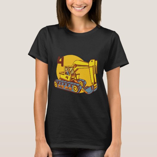 Niedlich-Gelbe Baggermaschine T-Shirt (Vorderseite)