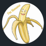 Niedlich Gelbe Banane - Funny Fruit Cartoon Runder Aufkleber<br><div class="desc">Niedlich Gelbe Bananenaufkleber - witziger FruchtCartoon für jedermann</div>