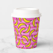 Niedlich Gelbe Bananen Rosa Streifen Sommer Pappbecher (Vorderseite)