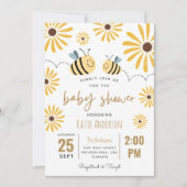 Niedlich-Gelbe Biene- und Sonnenblumendusche Einladung (Vorderseite)