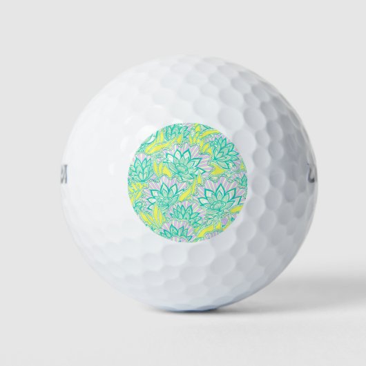 Niedlich-gelbe Blumenmuster Keramik Golfball (Vorderseite)
