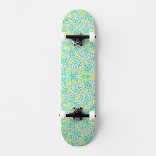 Niedlich-gelbe Blumenmuster Keramik Skateboard (Vorderseite)
