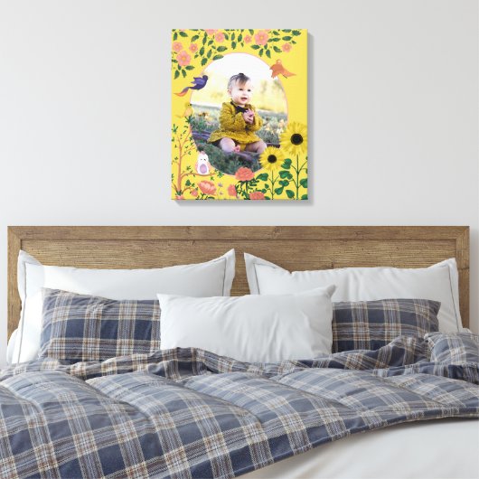 Niedlich-gelbe Blütenfotografie Leinwanddruck (Insitu (Schlafzimmer))