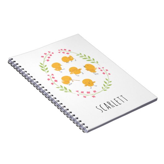 Niedlich-Gelbe Chicks Blumenkleider-Notebook Notizblock (Rechte Seite)