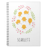 Niedlich-Gelbe Chicks Blumenkleider-Notebook Notizblock (Vorderseite)