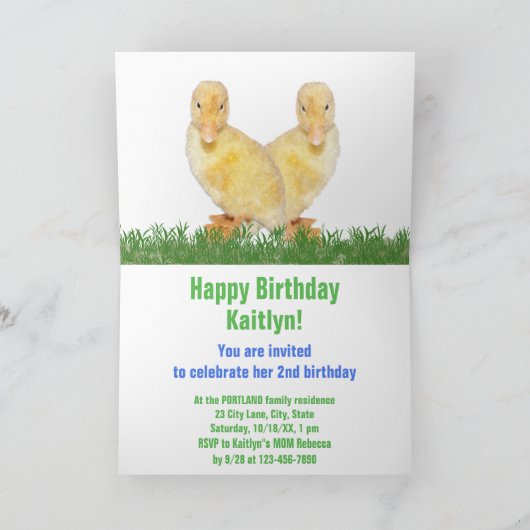 Niedlich-Gelbe Encklings-Kindergeburtsparty Einladung (Innenseite)