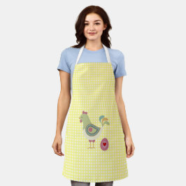 Niedlich-Gelbe Gingham-Hühner-Schürze Schürze