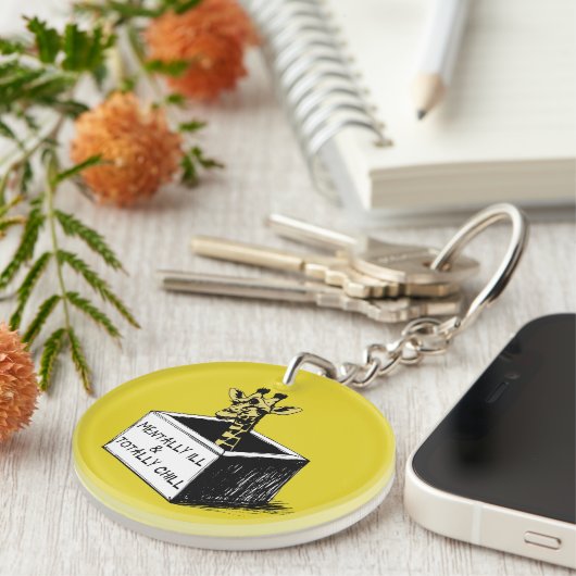 Niedlich Gelbe Giraffe in einem Box-Individuelle N Schlüsselanhänger (Vorderseite rechts)