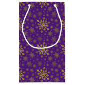 Niedlich Gelbe goldene Weihnachtsschneeflocken auf Kleine Geschenktüte (Rückseite)