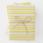 Niedlich-gelbe graue geometrische Beerenstreifen H Geschenkpapier Set (Beispiel)