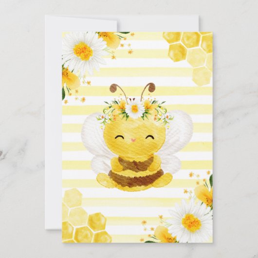 Niedlich-gelbe Honigblütendusche Einladung (Rückseite)