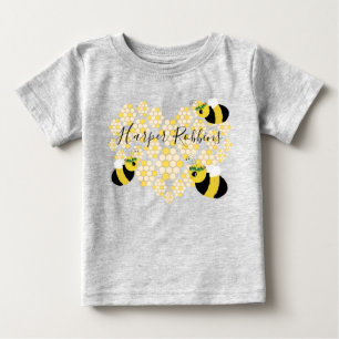 Niedlich-Gelbe Honigwabe Herz Honey Bee Baby Gesch T-shirt