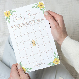 Niedlich-Gelbe Hummel Baby Dusche Bingo Spiel Flyer