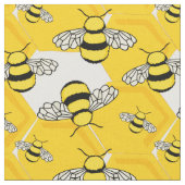Niedlich-Gelbe Hummeln auf Honeycomb-Muster Stoff (Nahaufnahme)