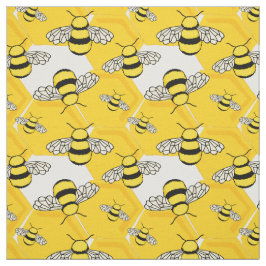 Niedlich-Gelbe Hummeln auf Honeycomb-Muster Stoff