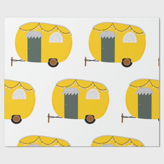 Niedlich-Gelbe Karawane Geschenkpapier (Flach)