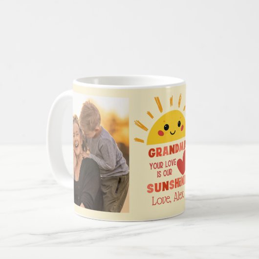 Niedlich Gelbe Liebe Oma Kaffeetasse (Vorderseite Links)