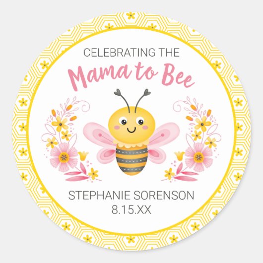 Niedlich-Gelbe Mama bis Bee Baby Duwer Klassische  Runder Aufkleber (Vorderseite)