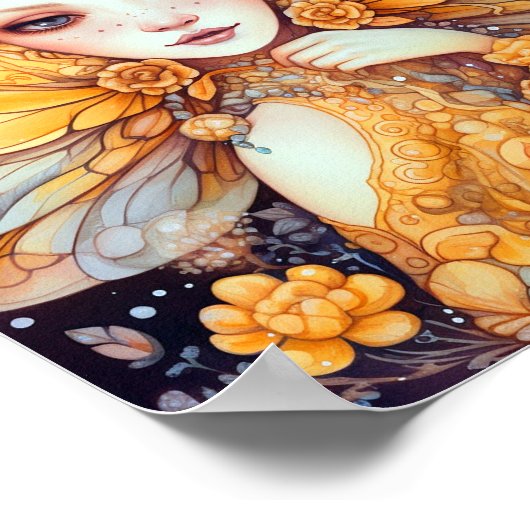 Niedlich Gelbe Märchen Fantasy Art Poster (Ecke)